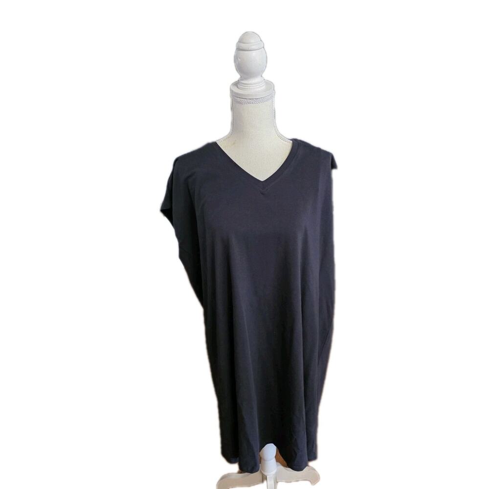 NWT Eileen Fisher V Neck Shirt Boxy Dress Organic Cotton Noturne Navy Blue New M
